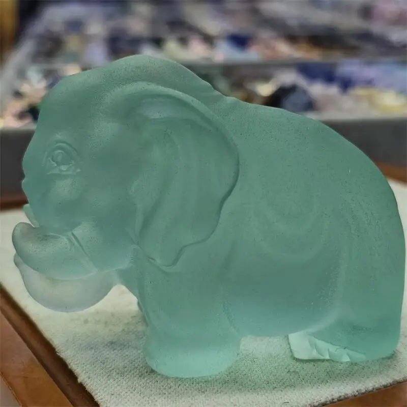 

Natural Clear Melting Crystal Elephant Carving Statue Reiki Figurine Gemstone Animals Chakra Healing Product Gift 1pcs