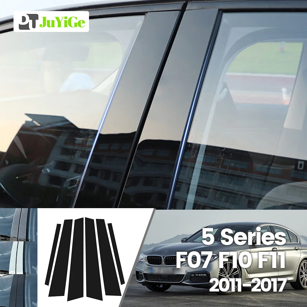 For BMW 5 Series F07 F10 F11 2011-2017 2012 2013 Bright Black Carbon Fibre Window Door B C Sticker