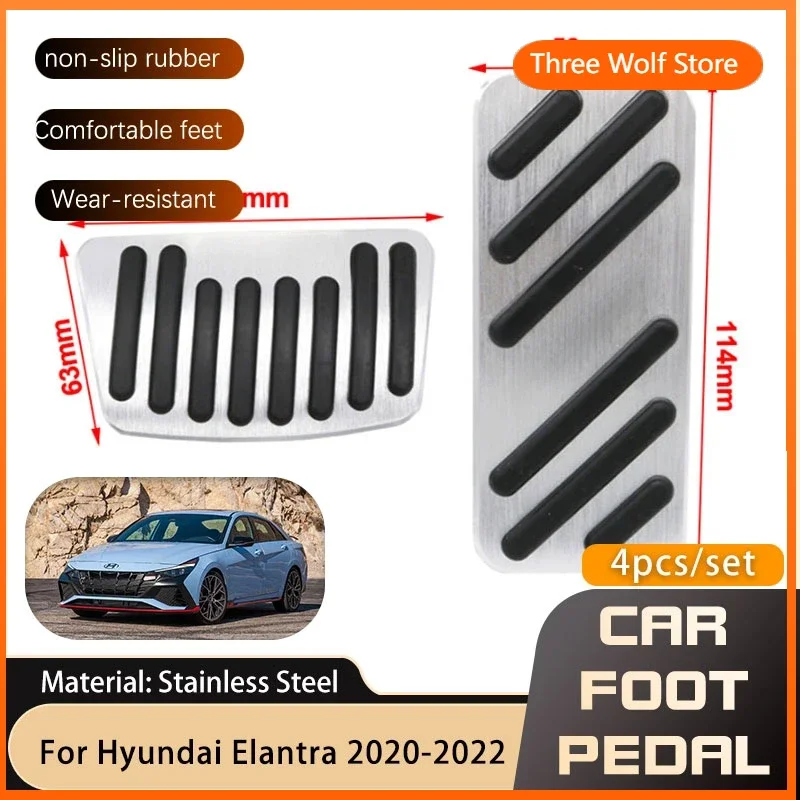 

for Hyundai Elantra Avante i30 Sedan 2021 2022 Stainless Steel Accelerator Gas Pedals Brake Pedal Cover Non-slip Pad Car-styling