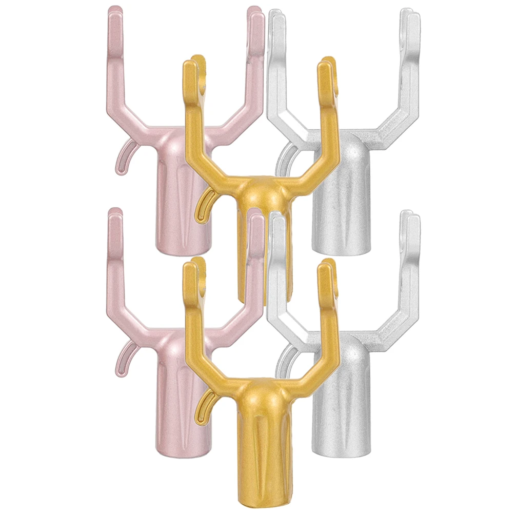 

6 Pcs Clothes Rod Fork Replacement Stainless Steel Balcony Drying Pole Parts Silver Rose Gold 2 Gold 2 Strong Capacity