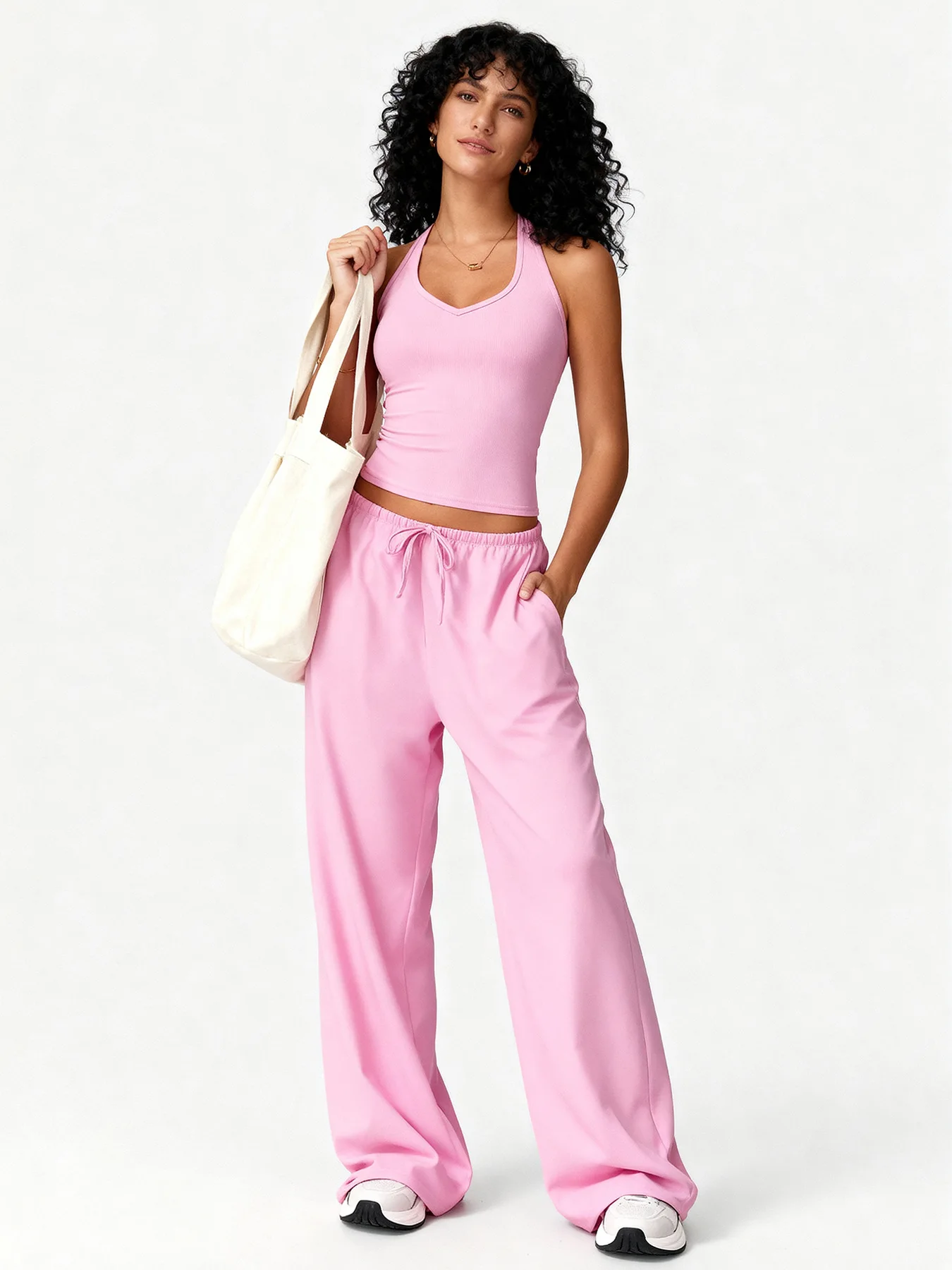 بدلة اليوغا الأوروبية والأمريكية للياقة البدنية سريعة الجفاف، قميص قصير جميل من الخلف، سروال واسع الخصر، ملابس غير رسمية للجري