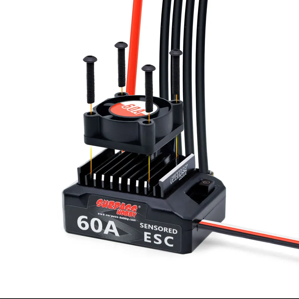 SURPASS HOBBY Brushless Motor ESC Combo Sensored S540 17.5T 21.5T Motor 60A Sensored ESC 32-bit 6V/3A BEC For 1/10 RC Cars