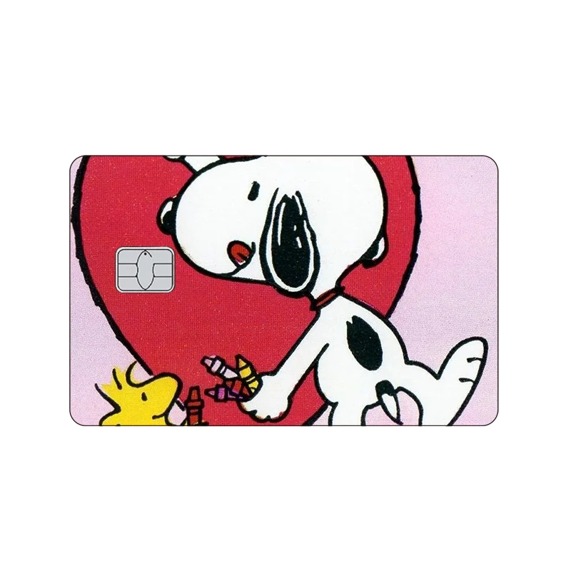 Anime Fashion Snoopy Love New Cartoon Credit Debit Card Glitter Sticker Kawaii Decal Girl Boy Bank Small Large No Chip Film Skin