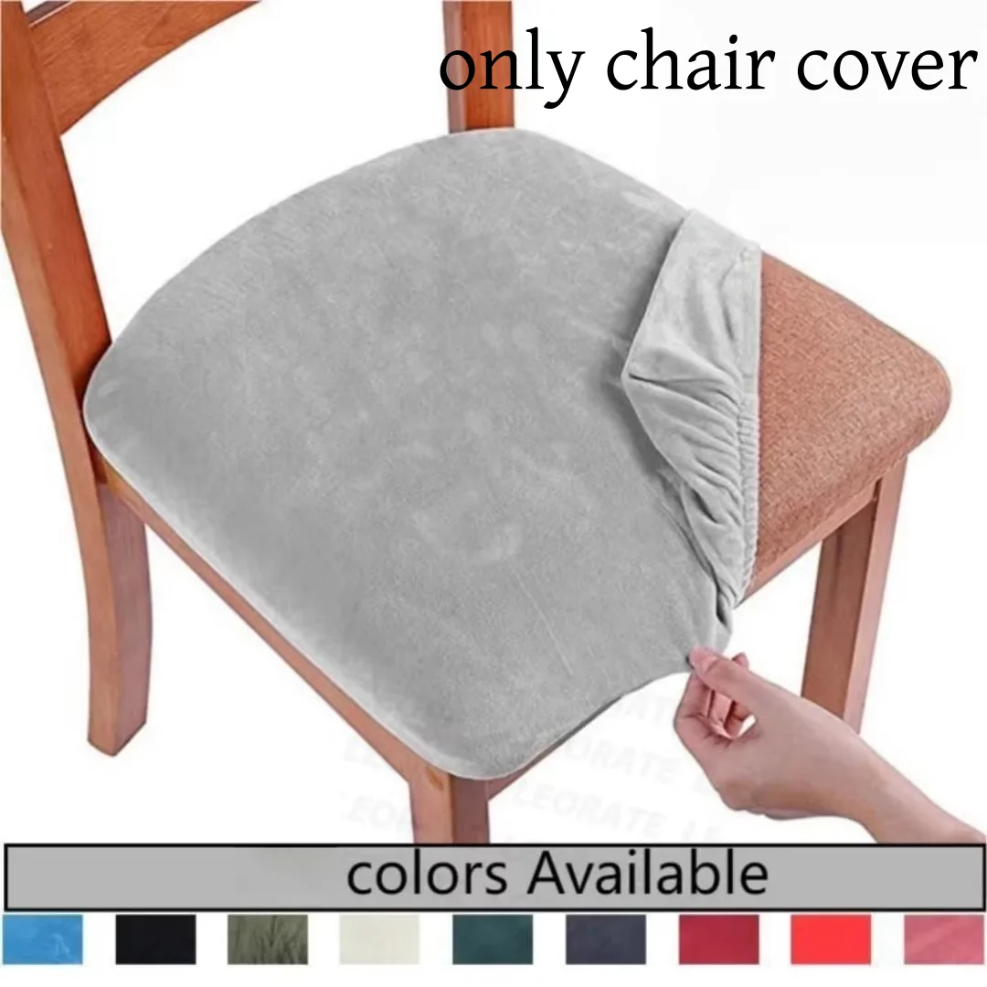 1PC Samt Stoff Super Weiche Sitzkissen Abdeckungen Stretch Stuhl Abdeckung Schonbezüge Für Hotel Bankett Esszimmer Wohnzimmer