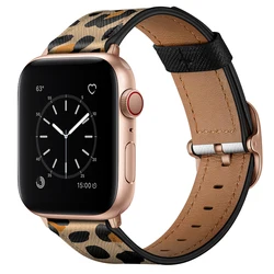 Luxury Square Leopard Leather Strap For Apple Watch Bracelet 40mm 44mm 41mm 45mm 49mm Ultra iWatch Band Series 8 7 6 5 4 SE