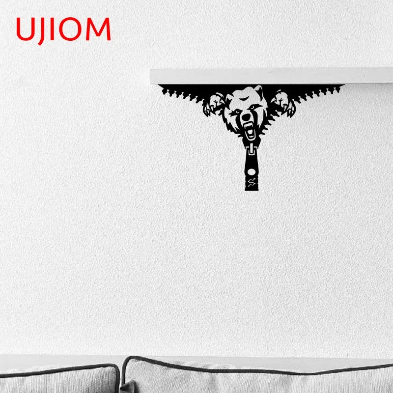 UJIOM 13cm X 6.7cm Zipper Bear Inside Wall Sticker Scratch-Proof Decal Vinyl Cover Kitchen Stickers Windows Trunk Lockers Decor