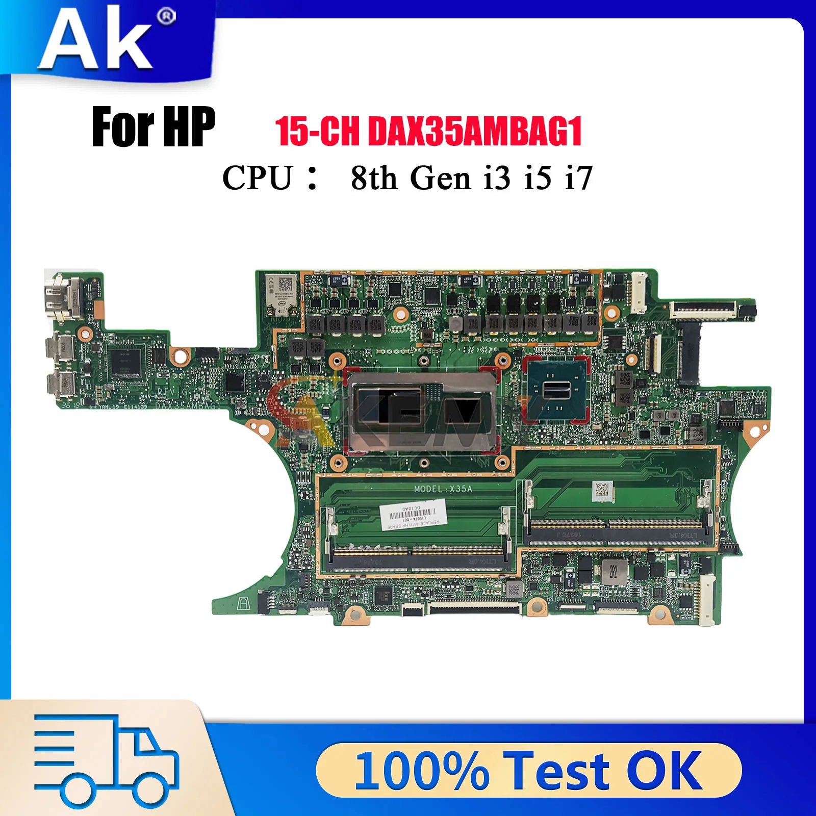 

DAX35AMBAG1 Laptop Motherboard For HP Spectre 15-CH With i7 CPU DDR4 L15574-601 L15574-001 100% Fully Tested