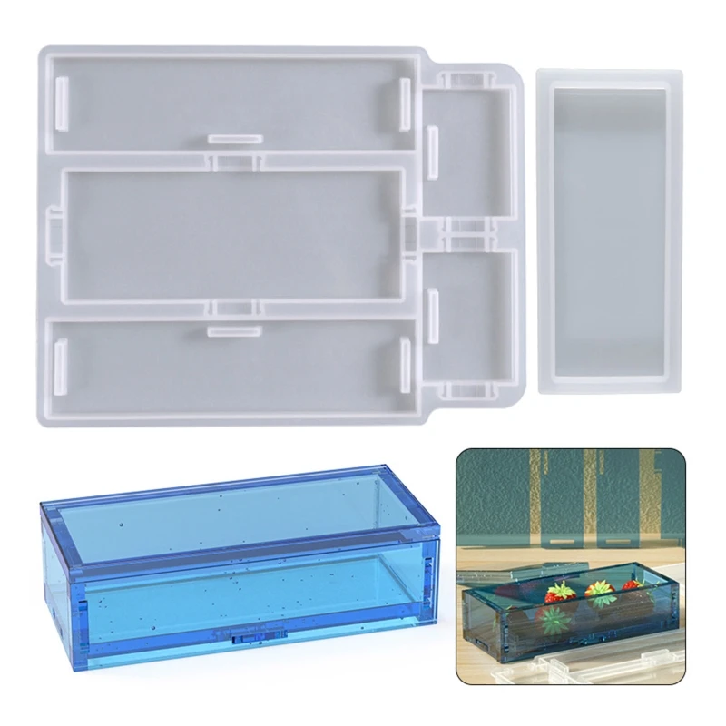 LX9D Domino Box Silicone Mold  for Resin Casting Domino Storage Box Resin Mold for DIY Epoxy Crafts Making Tool 19x15cm