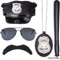 PESENAR Police Hat Baton Badge Sunglasses Mustache FBI Cop Swat Set Halloween