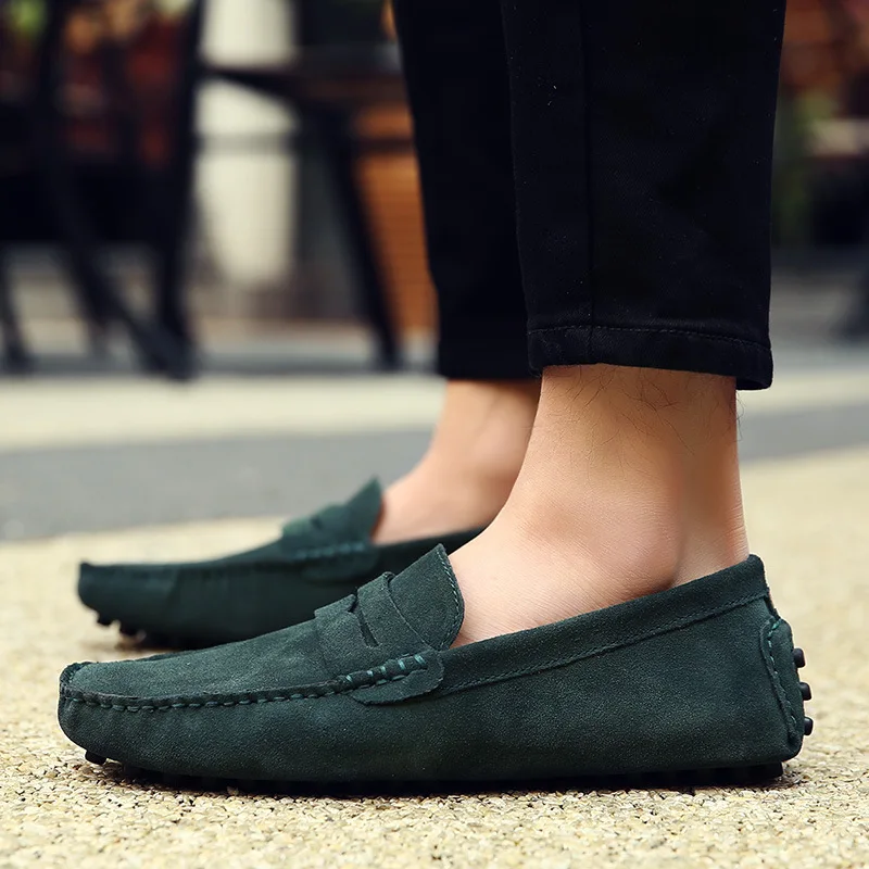 

High Quality Men Casual Shoes Fashion Mens Shoes Genuine Leather Suede Shoes Men Loafers Moccasins Flat Driving Flats 2026