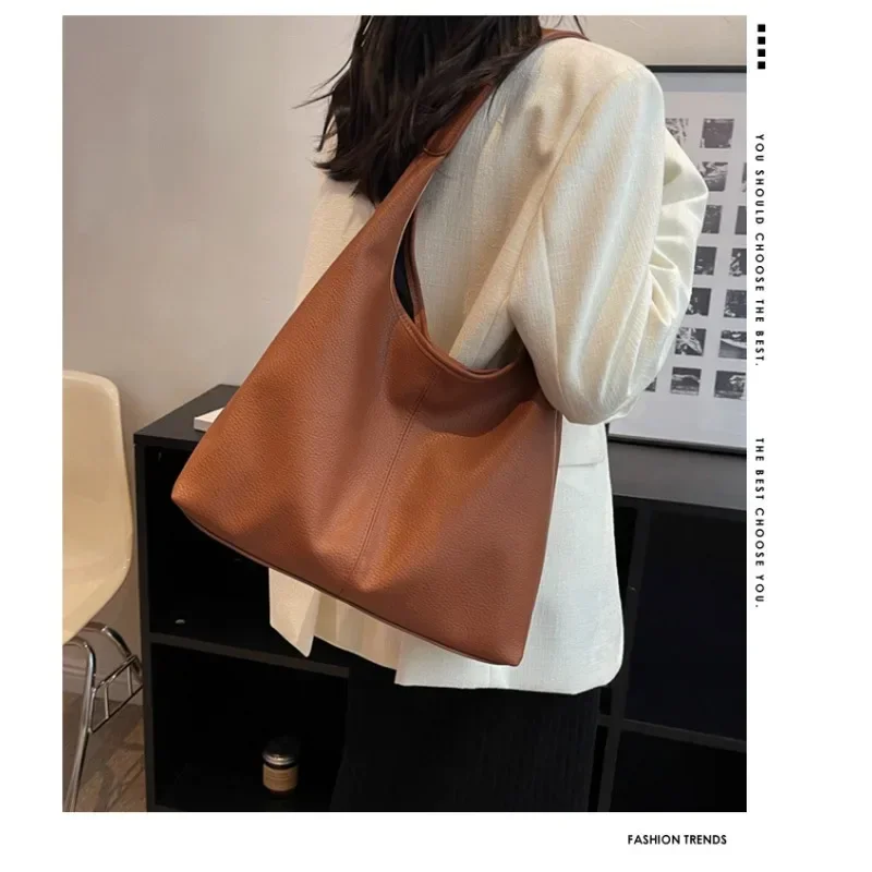 

2023 Trendy and Fashionable New Women's Bags Exquisite Soft Leather Underarm Shoulder Bag Urban Beauty Large Capacity Tote Bag