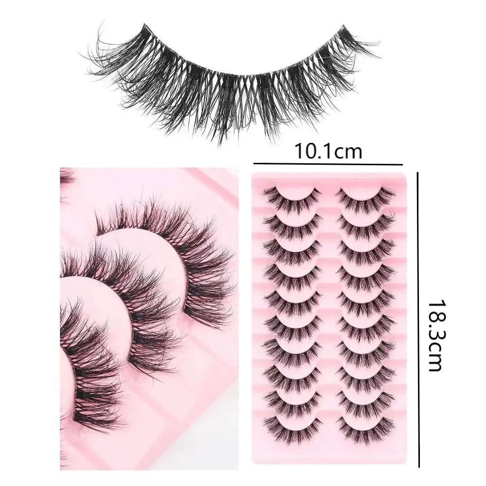 10 أزواج رائجة البيع الرموش الصناعية الطبيعية مانغا سميكة شريط كامل رموش اصطناعية تمديد حجم رمش ماكياج ملحق