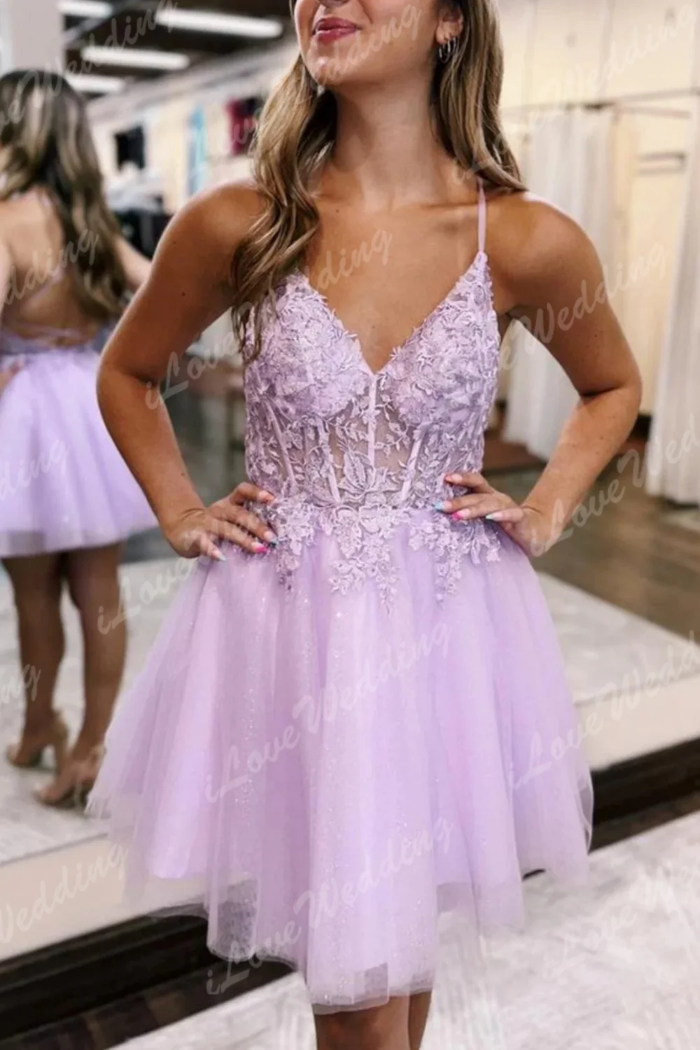 V 넥 아플리케 칵테일 드레스 스파게티 스트랩 특별 행사를위한 댄스 파티 드레스 A 라인 졸업 가운 드 야회 맞춤형
