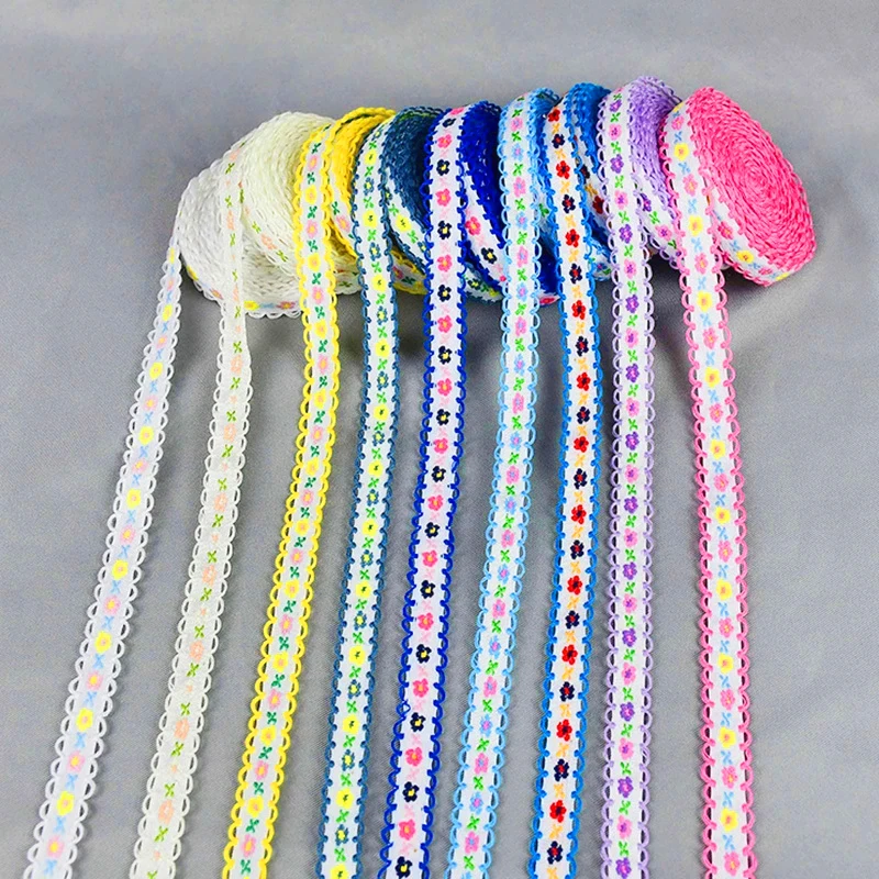 5 Yards 12mmGarment Trim Fabric for Apparel Clothes Accessories Handmade Sewing Flower Embroidered Lace Trim Ribbons Wholesale