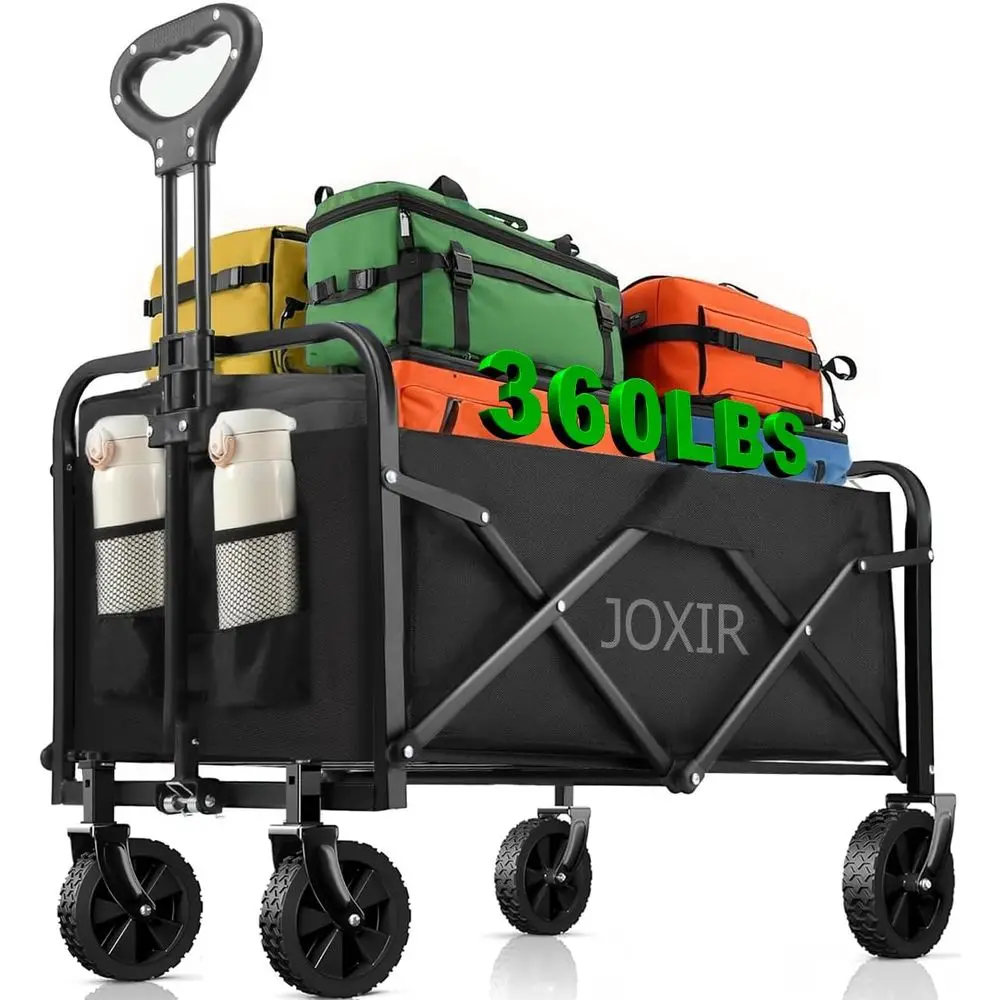 

Collapsible Wagon Cart 120L 360lbs Capacity, Lightweight Portable Beach Wagon for Shopping, Camping, Gardening