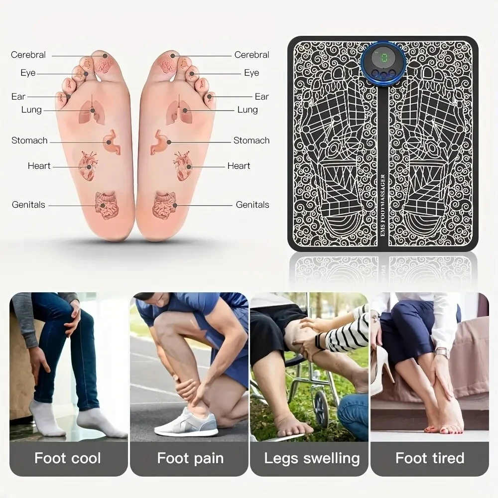 EMS Electric Foot Massager Pad Pulse Massage Patch Relief Pain Relax Feet Neck Back Acupoints Massage Improve Blood Circulation image 5