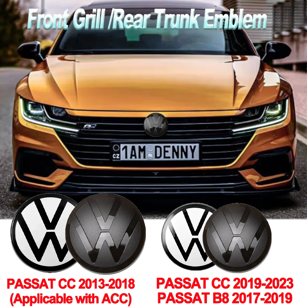 Black/White Car Front Grill/Rear Emblem Lid Covers Logo Sticker For VW PASSAT CC 2013-2023 PASSAT B8 2017-2019 Auto Accessories