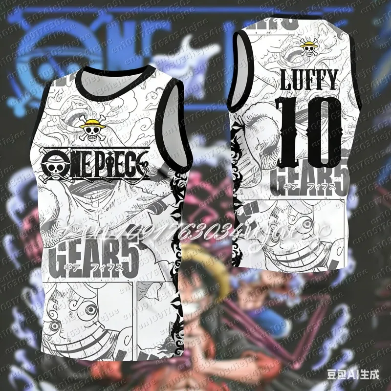 2026 New One Piece Special Edition Basketball Jersey Vest Luffy 3D Printed Adult Men Basketball Vest Kids Breathable Sweatshirt