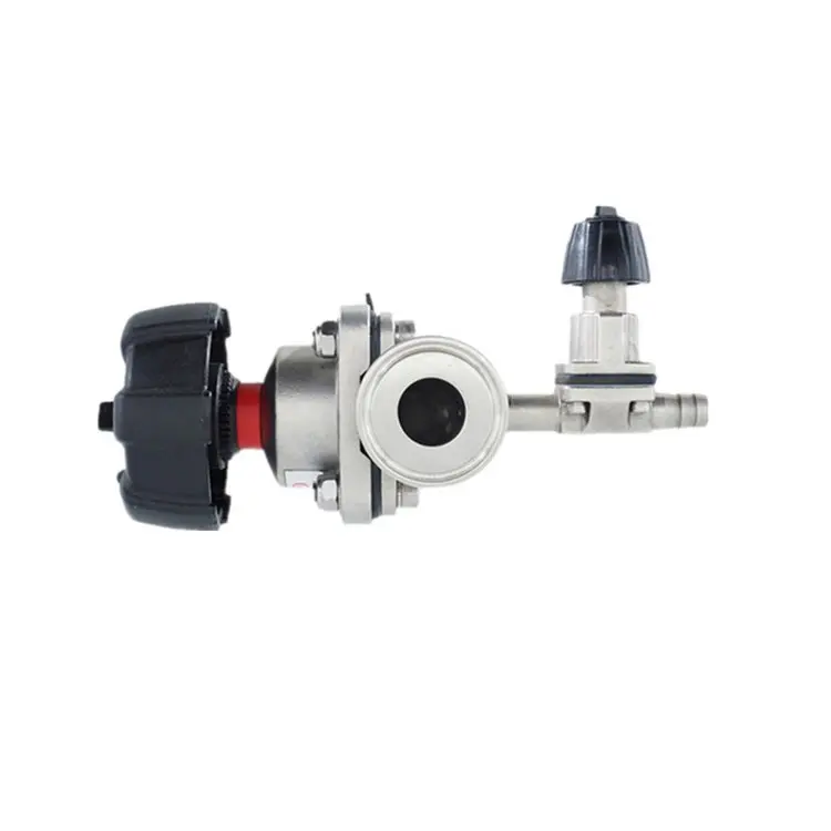 KINDING Aseptic Diaphragm Valve Sampling Hygienic Stainless Steel Mirror Polished Manual Power Water Media Normal Temperature 1