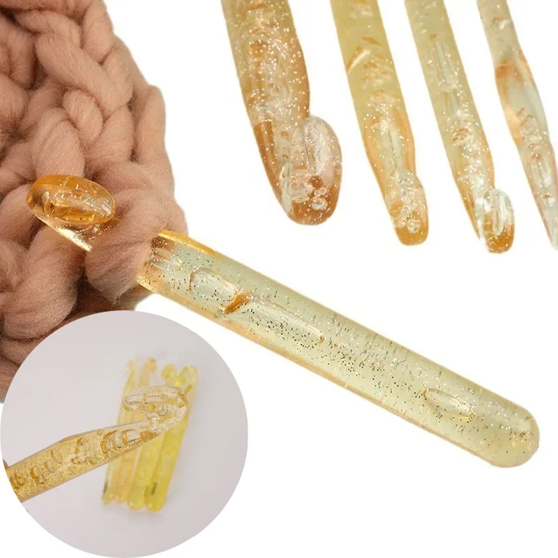 

Большие прозрачные желтые крючки для вязания, инструменты для шитья, иглы для вышивания, большие вязальные спицы для рукоделия 12/15/18/20/25 мм