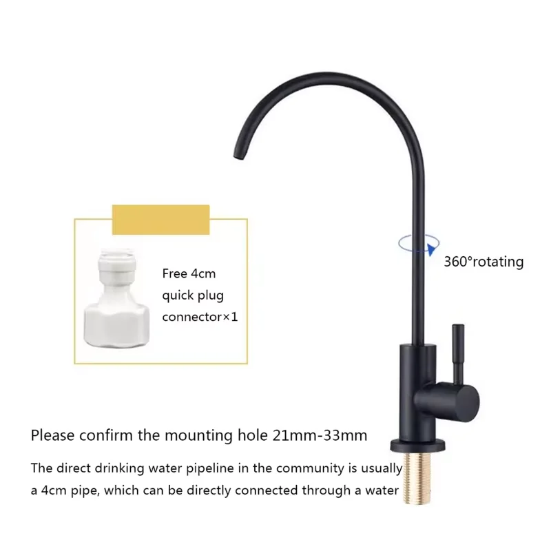 1/4 Cal kran ze stali nierdzewnej kran z filtrem wody do zlewu kuchennego kran obrotowy szybkie połączenie woda pitna