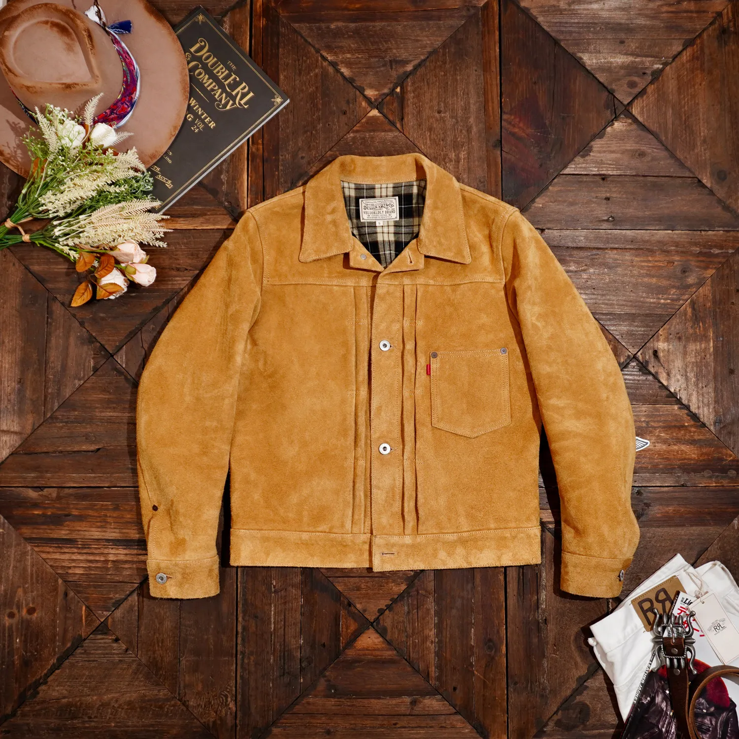 Tailor Brando Classic Type1 506 Suede Cowhide Men's Short Demin Leather Jacket