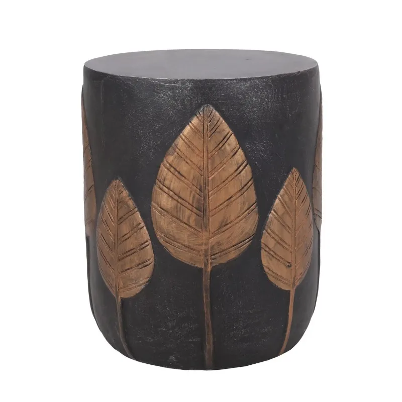 Outdoor concrete side table copper leaf design garden garden furniture