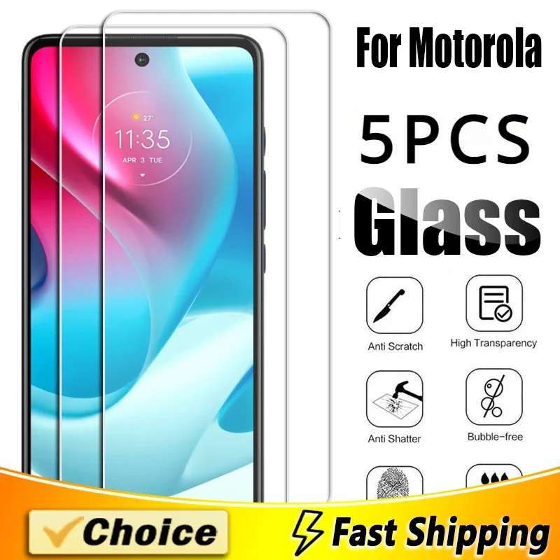 5Pcs Tempered Glass For Motorola Moto G50 G51(5G) G60 G71S G100 G20 10 G31 G30 G9 G8 G7 G22 G82 CPro Film Screen Protector Cover