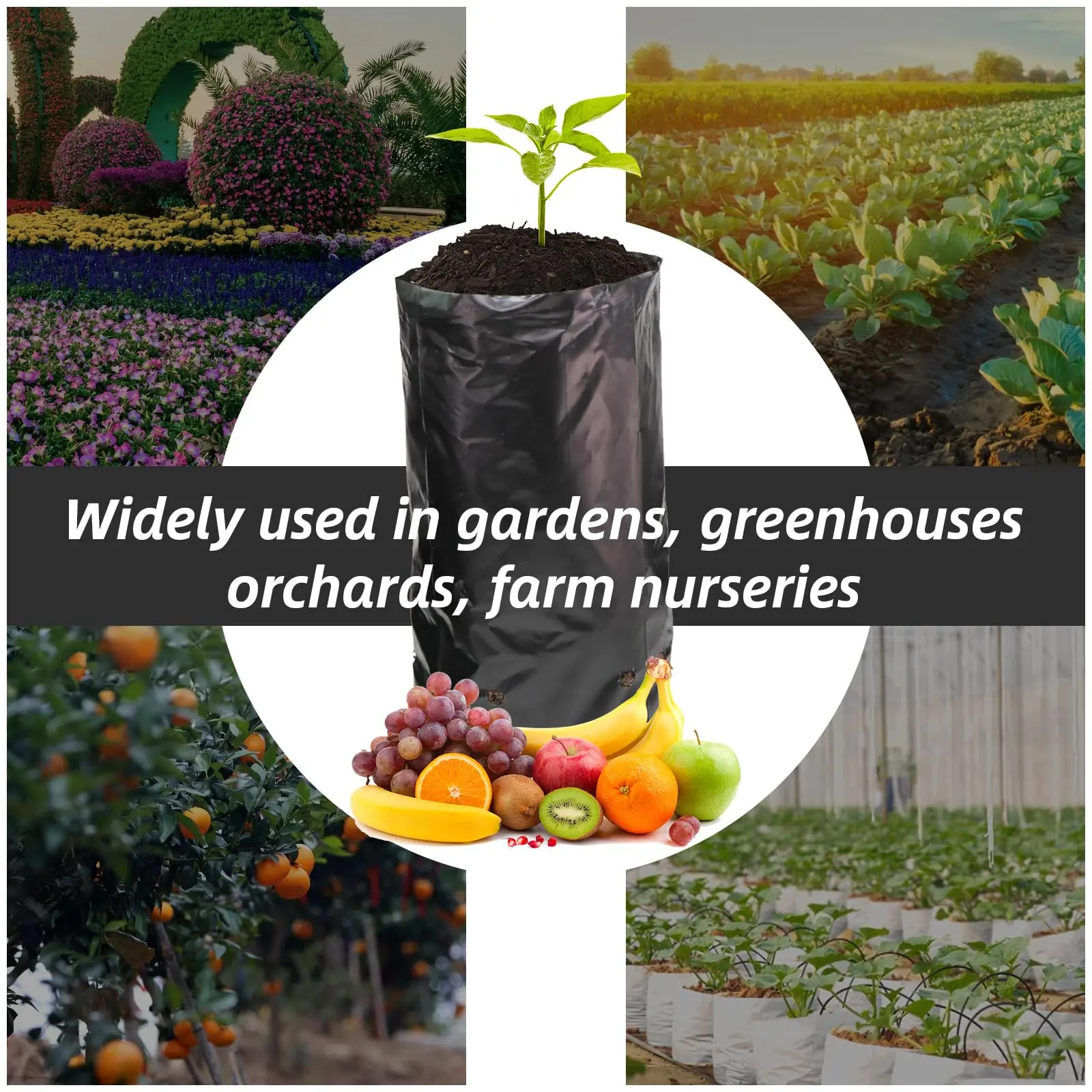 100pcs PE Black Seedling Planting Bag Breathable Nursery Plants Cultivation Pot for Garden Orchard Tree Transplanting Container gallery 5