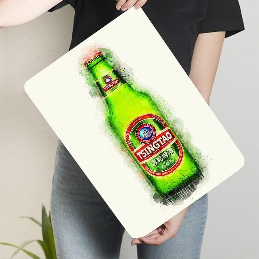 Tsingtao البيرة المائية نمط الحديد اللوحة جدار ديكور خمر بار حانة المطبخ الديكور تحصيل هدية لمحبي البيرة #3