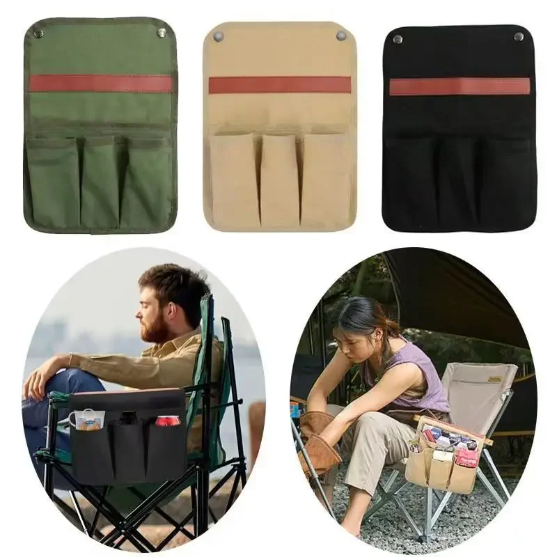 Camping Chair Armrest Storage Bag Canvas Folding Chair Organizer Side Pocket Pouch Bag for Outdoor Camping Picnic Fishing Bag