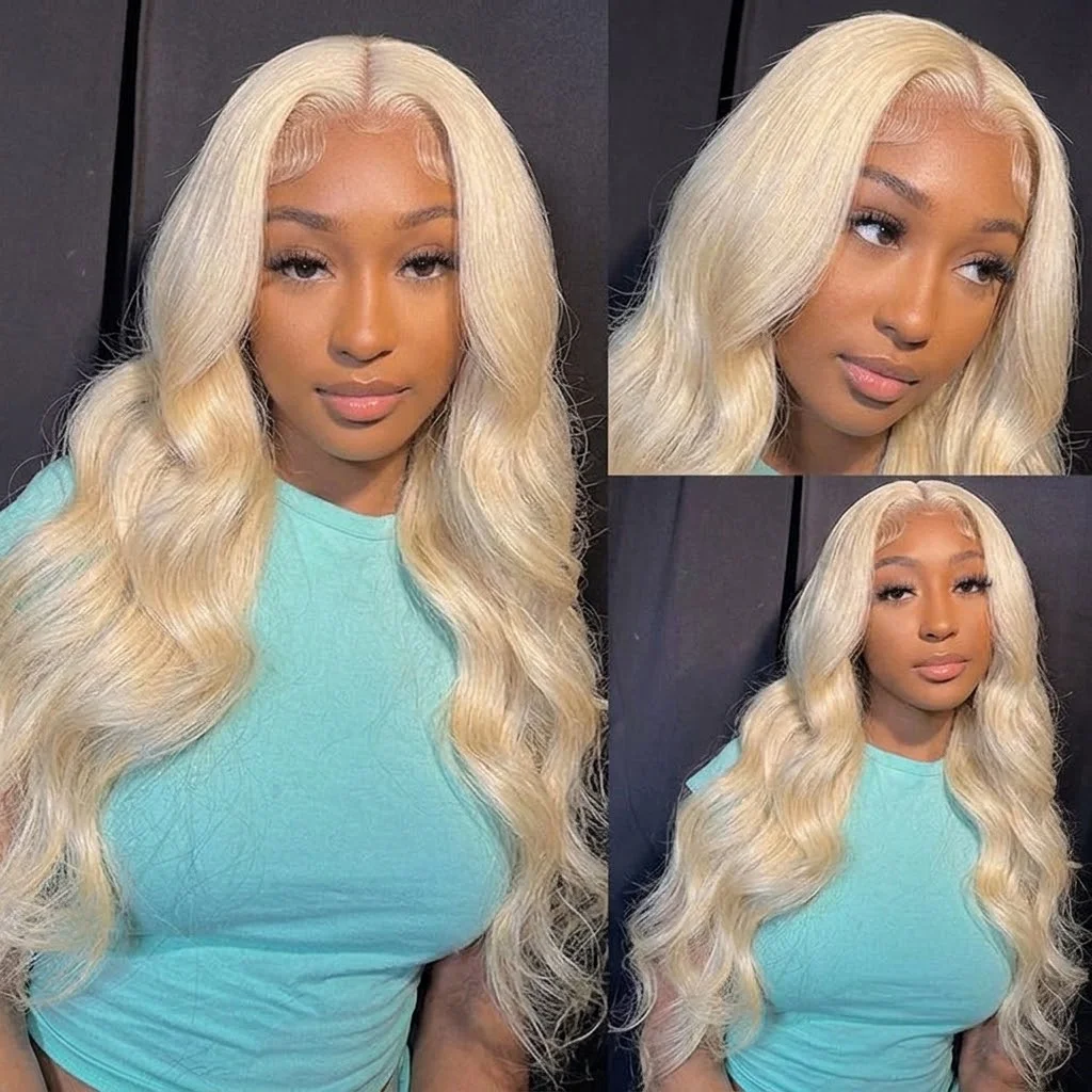 250% 220% 200% Density Body Wave Human Hair 13x4 13x6 613 Blonde Colored Lace Front Wig Transparent Lace Frontal Wigs Straight Brazilian Hair Pre Plucked Wig