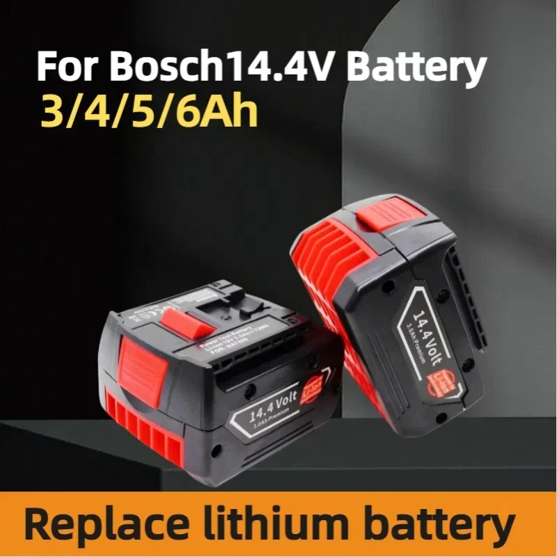 14.4V 3/4/5/6Ah rechargeable lithium battery pack, suitable for Bosch cordless drill screwdrivers BAT607 BAT607G BAT614, BAT614G