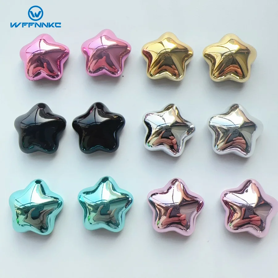 WFFNNKC 10-20Pcs Glossy Glitter Star Resin Cabochon fermaglio per capelli fai da te forniture artigianali Scrapbooking Decor Phone Patch Charms