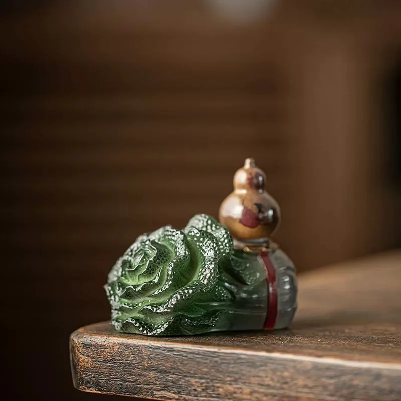 

Creative Color-changing Tea Pet Resin Lucky Small Cabbage Tea Play Ornaments Chinese Tea Tray Decoration Set Accessories