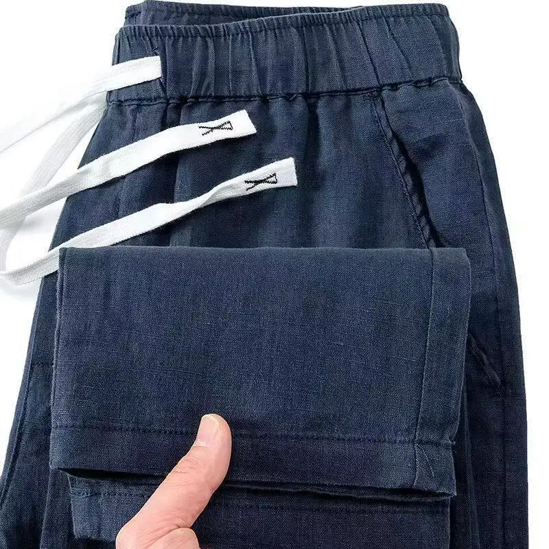 

Men's Summer Thin Ice Silk Sport Pants Loose Straight Leg Wear Resistant Casual Long Trousers Quick Dry Lightweight Cargo
