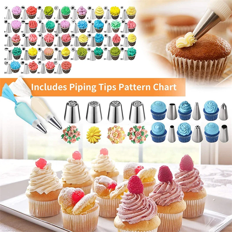 LMETJMA 236Pcs Cake Decorating Tools Piping Bags and Tips Set Cake Decorating Supplies Kit with Frosting Tips For Kids JT76