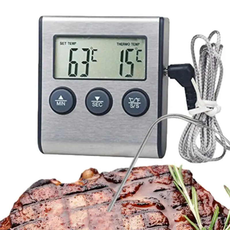 Cooking Instant Read Meat Thermometer with Timer BBQ and Camping Kitchen Accessory Water Milk Temperature Grill Oven Tools