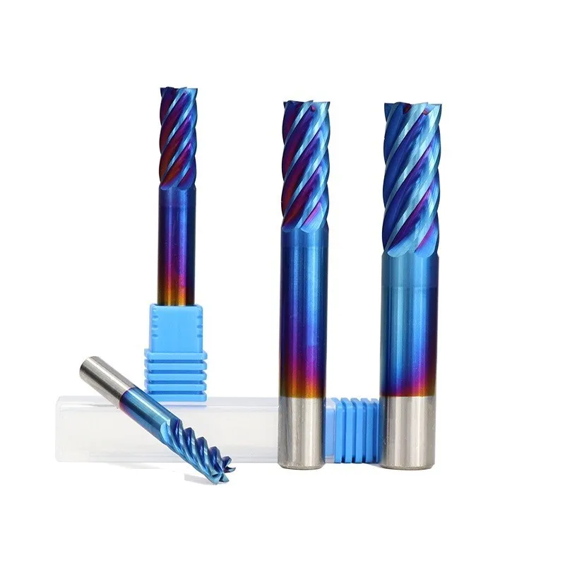 XCAN Milling Bit 6 Flute End Mill 6/8/10/12mm CNC Router Bit Nano Blue Coating HRC65 CNC Machine Milling Cutter