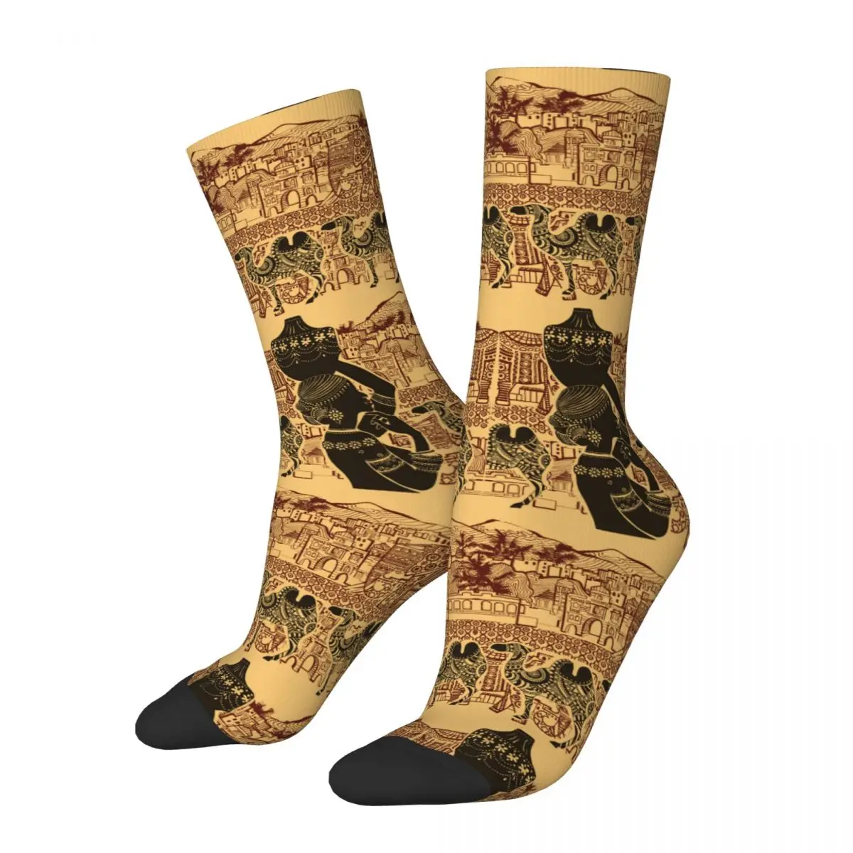 IndianWoman Camel Sock Printed Man Poliester