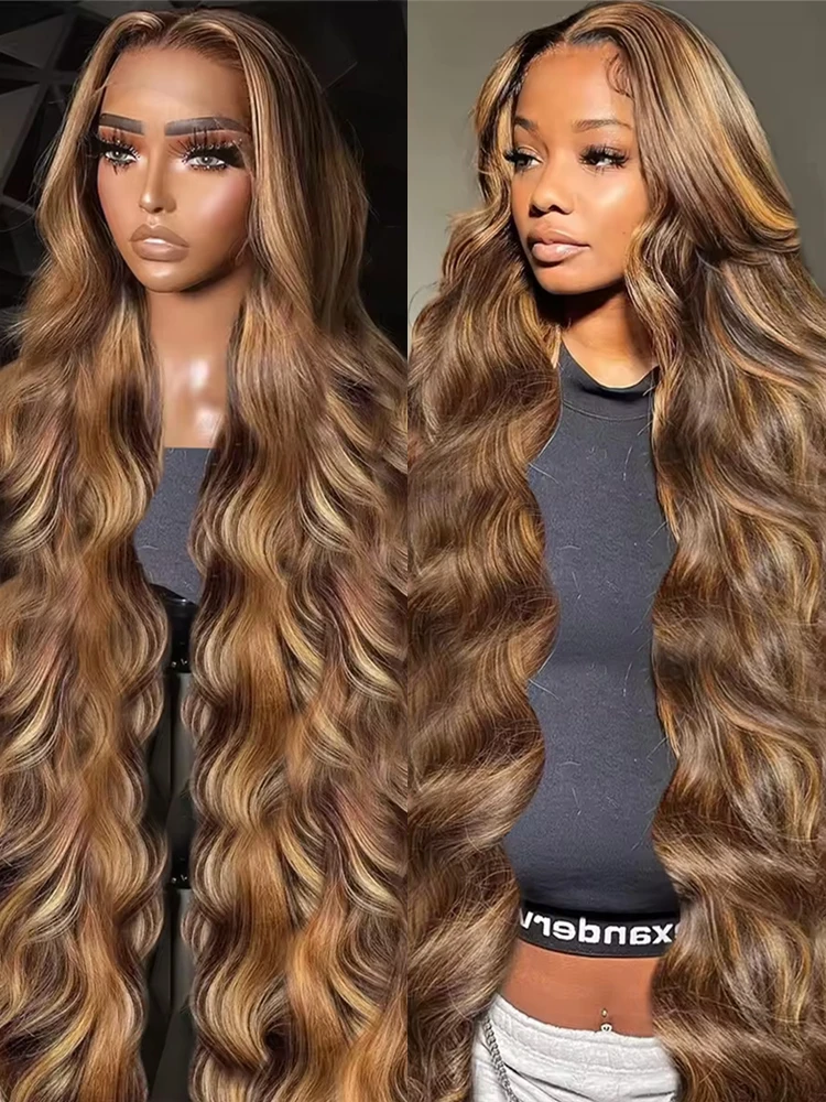 

Glueless Wigs Highlight Ombre 7x5 Human Hair Ready To Wear 4/27 Brown 13x4 Lace Frontal Body Wave Wigs For Women Pre Cut No Glue
