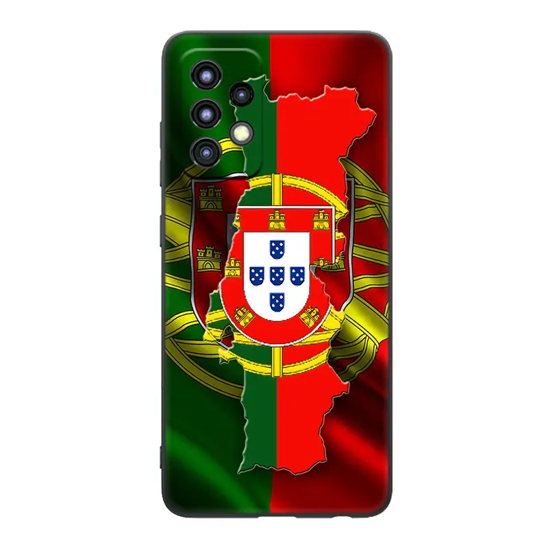 Portugal flag Black Case For Samsung Galaxy A04S A04E A12 A13 A14 A22 A23 A32 A33 A34 A50 A51 A52S A53 A54 A70 A71 A72 A73 5G