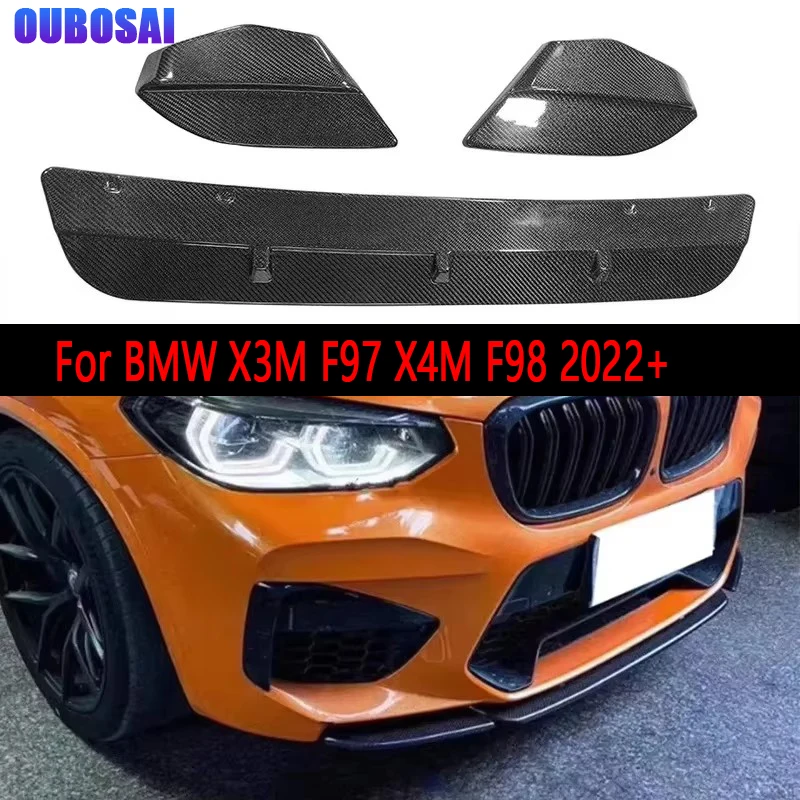

For BMW X3M F97 X4M F98 2022+ Carbon Fiber Car Front Bumper Diverter Spoiler Diffuser Front lip chin body kit