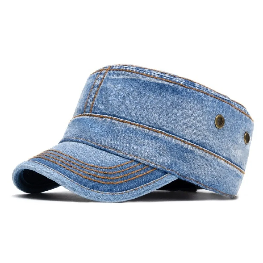 

Casual Washed Cotton Peaked Visor Hat Flat Top Adjustable Trucker Hat Soft Breathable Baseball Cap