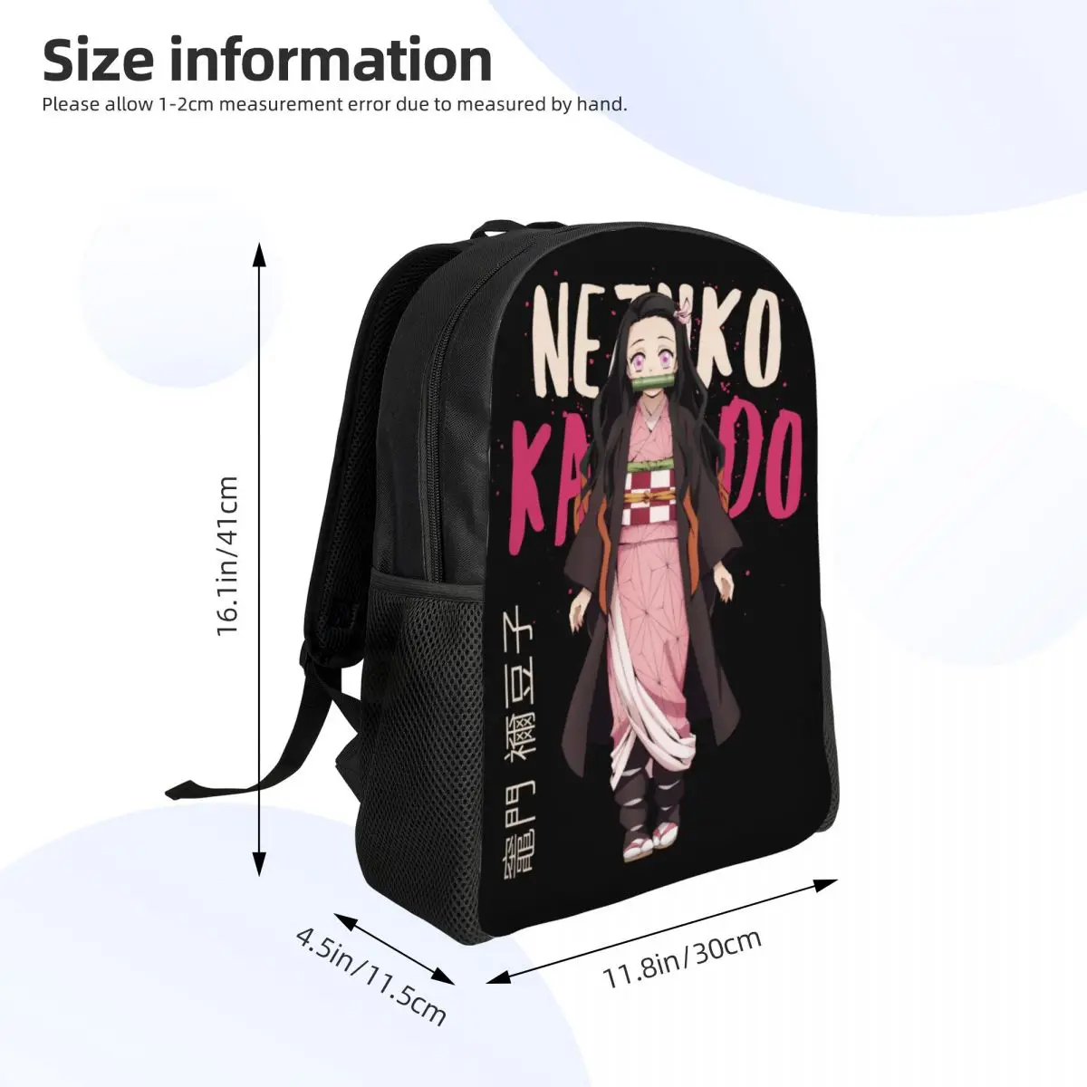 Mochila de viaje Nezuko Kamado Demon Slayer para hombres y mujeres, bolsa de libros para computadora escolar, bolsas de día para estudiantes universitarios, Kimetsu no Yaiba