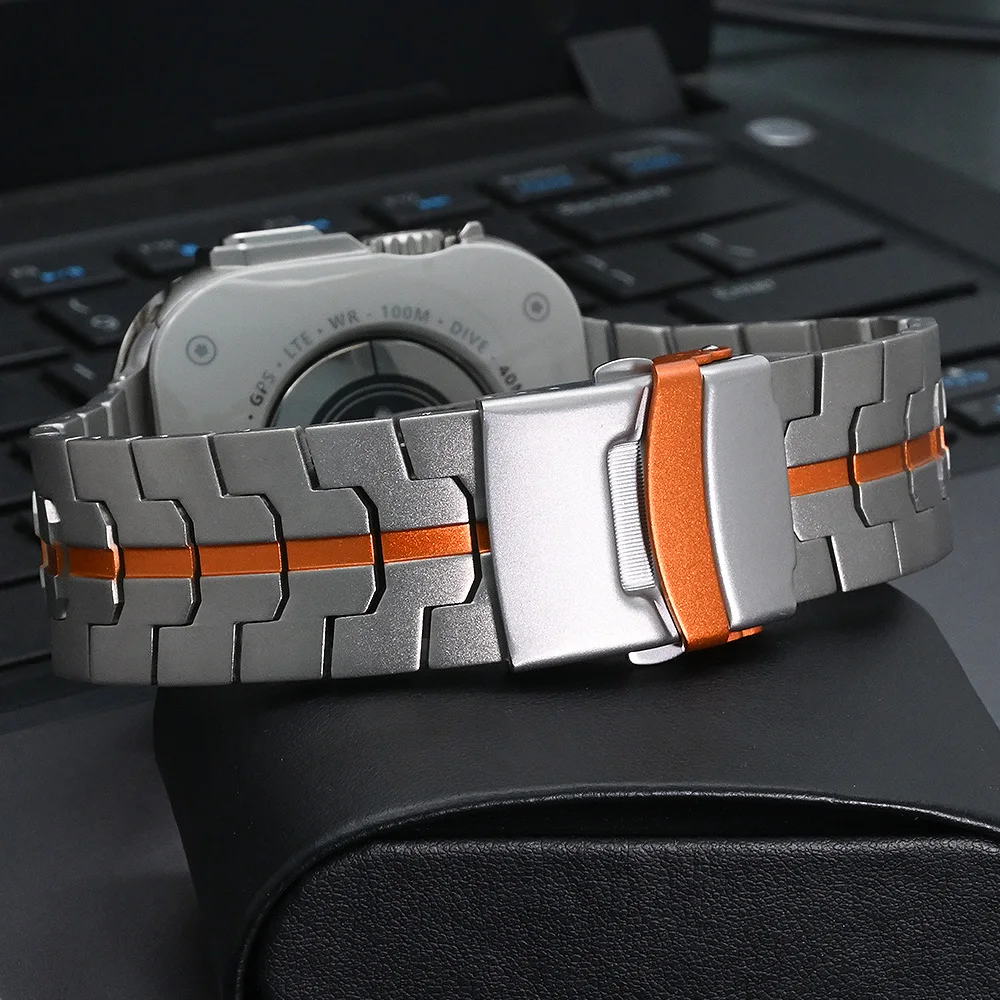 Мужской титановый браслет для Apple Watch Ultra 1/2 49 мм серии 10 9 8 7 46 мм 45 мм Роскошный ремешок + чехол для Iwatch SE 6 5 4 44 мм ремешок