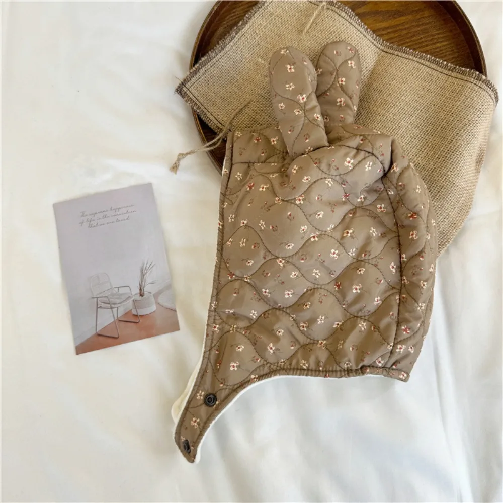 Lovely Cotton Earflap Hat Thicken Winter Warm Hat Floral Print Windproof Lei Feng Hat Infant Toddler