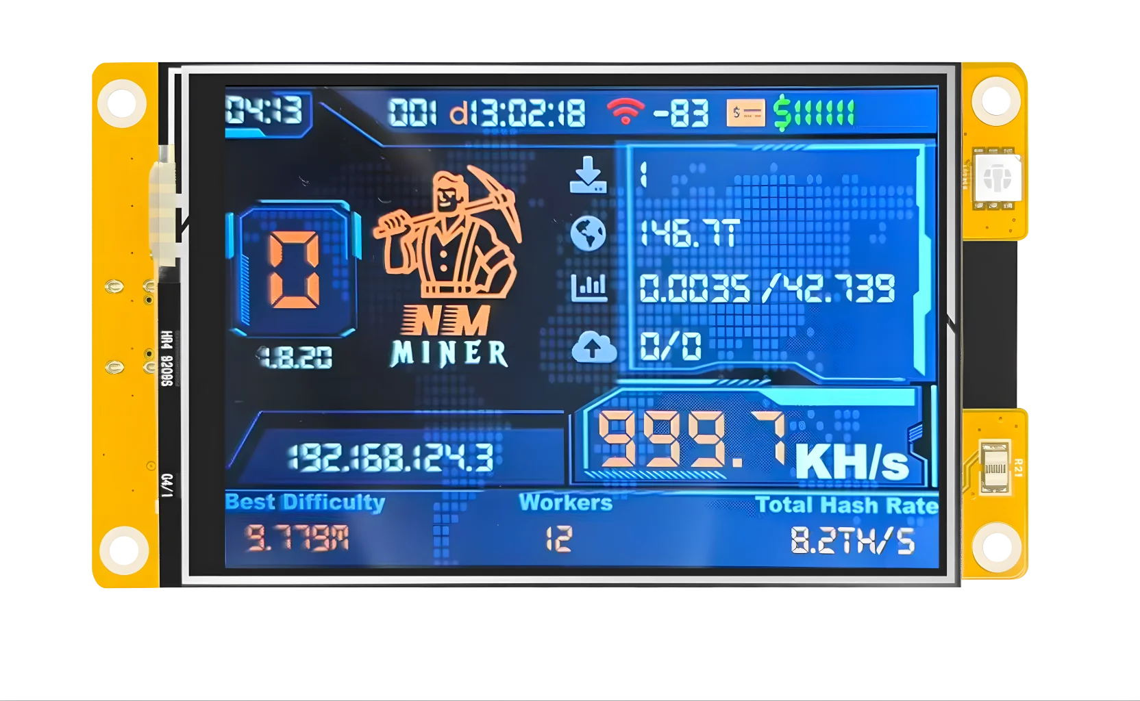 NMMiner NerdMiner V2 Hashrate Lucky Miner ESP32 3.5 inch Smart Display Crypto Solo Lottery 960KH/s Bitcoin ESP32-035 Board