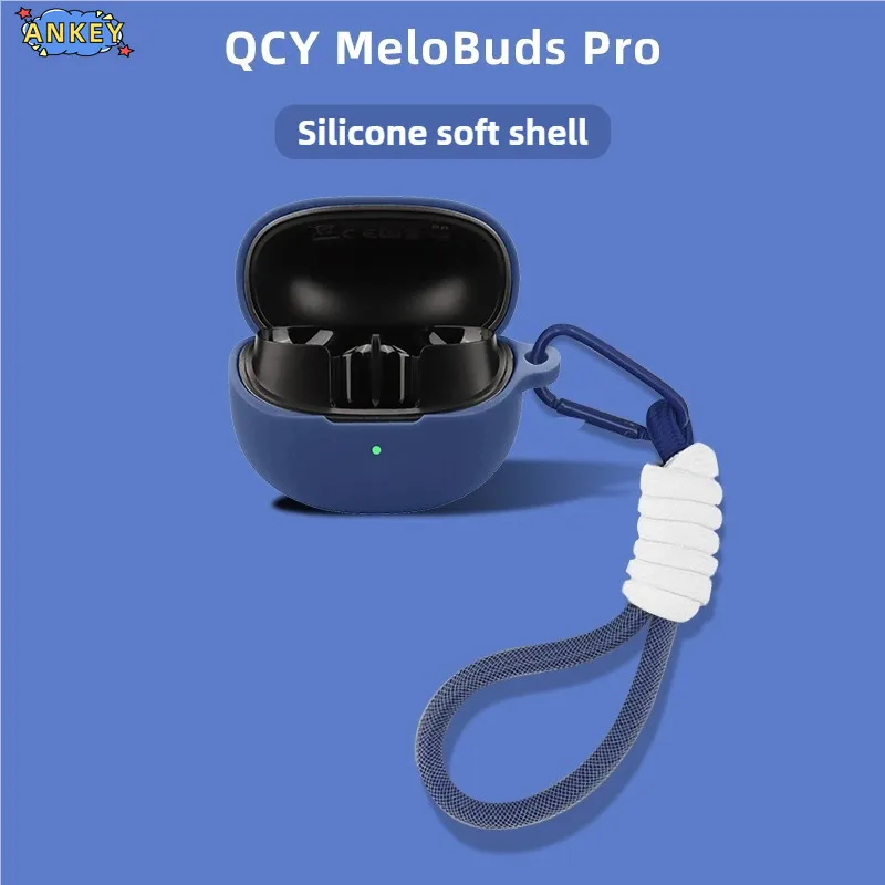 for QCY MeloBuds Pro Case HT08A Protective Nylon Lanyard Soft Cover Shells Anti Dust Sleeve Hand Rope Strap Accessories