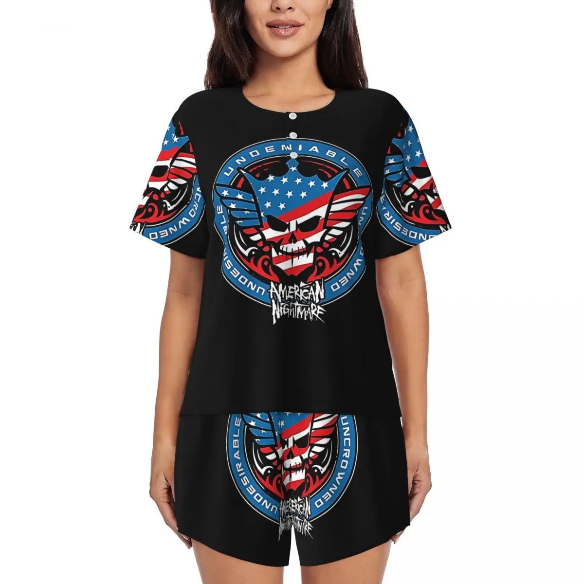 

Cody Rhodes Mes Round Neck Short Sleeve Nightgowns for Sleeping Sleepshirts Women Loose Pajama Set Short Pants